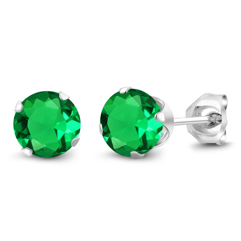 Gem Stone King 925 Sterling Silver Round 6MM Gemstone Birthstone Stud Earrings For Women