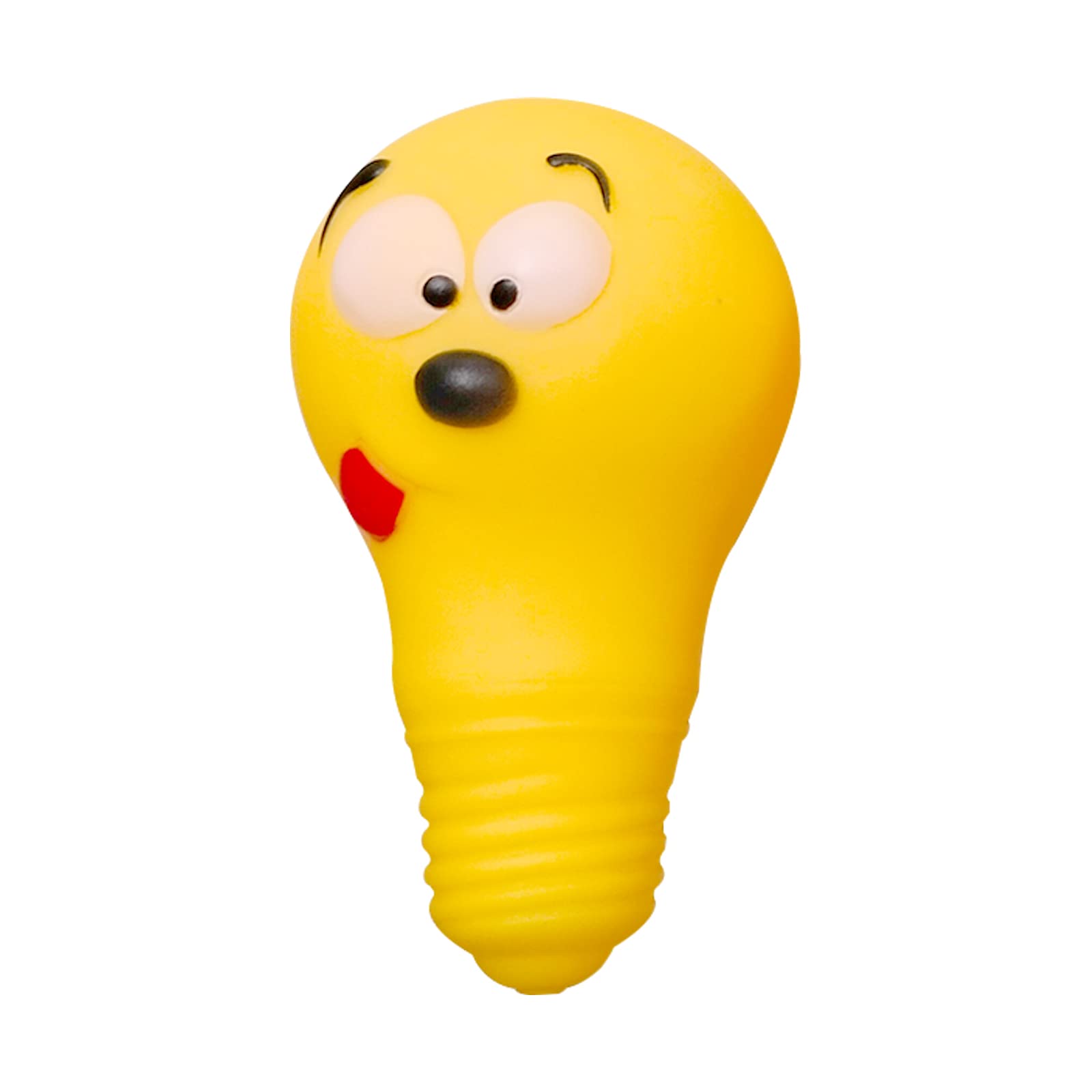 emily pets Squeaky Toys for Puppy,Bulb Shaped Teething, Dog Chew Christmas Small Dogs Squeaker Latex Rubber Soft Ball Chewing Teething Fetching Toy Gifts for Puppy Medium Dog(Yellow Color)