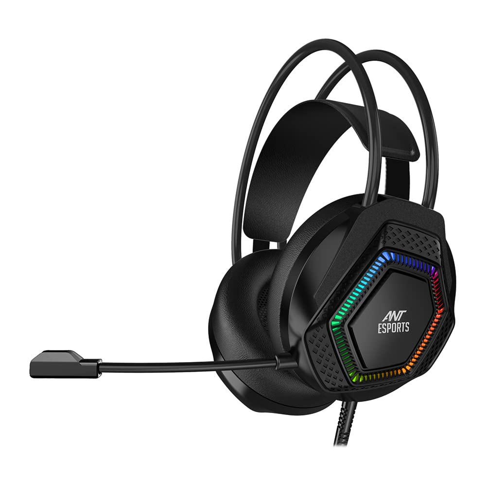 Ant Esports H560 RGB LED Gaming Headset for PC /PS5/ PS4 / Xbox One/Nintendo Switch, Mac, Over-Ear Headphones with Mic