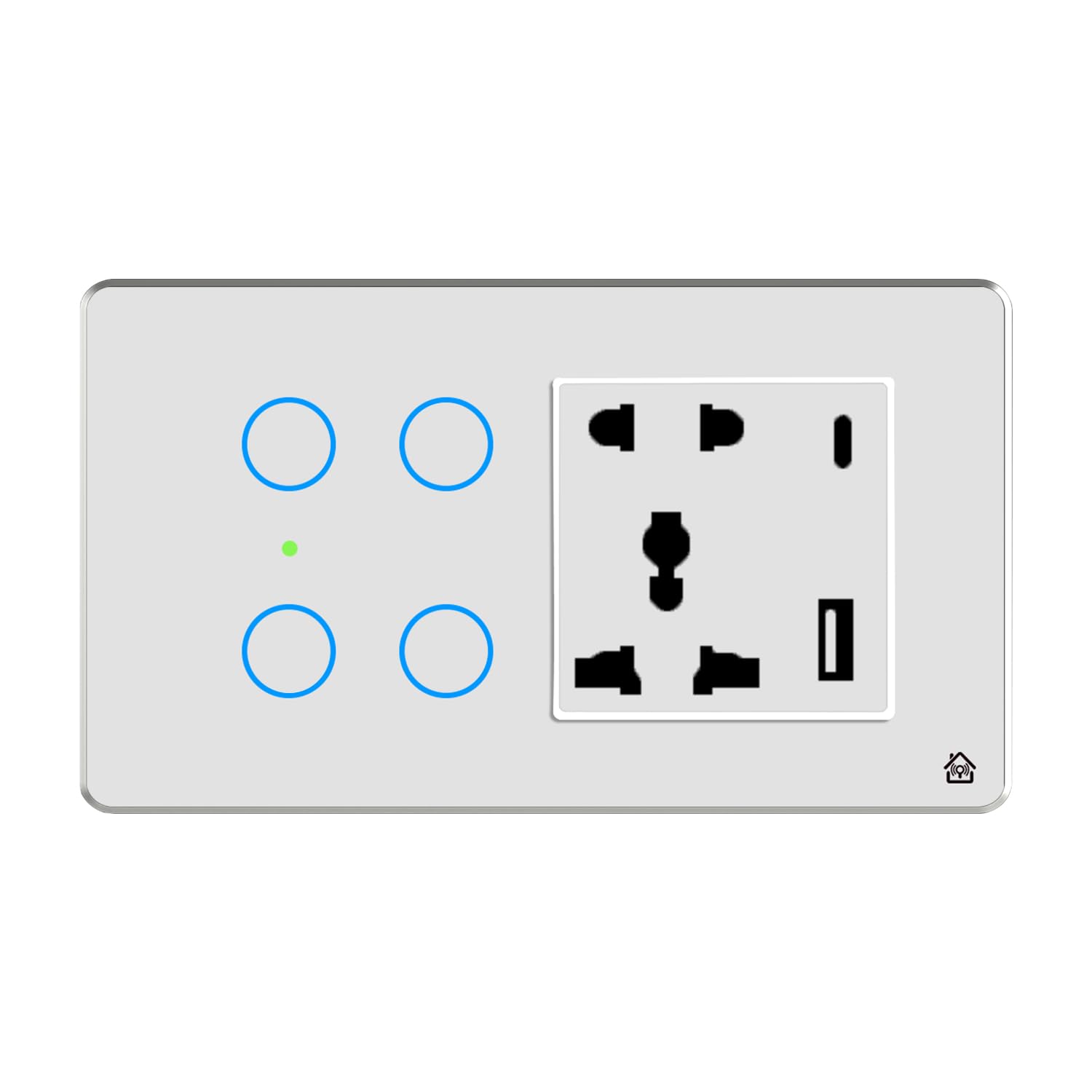 HomeMate 4 Modular WiFi Smart Switch Board (White): 4 x Switch and 1 x Smart Plug Module (Pack of 1) | No Hub Required | Compatible with Alexa, Google Assistant & Siri