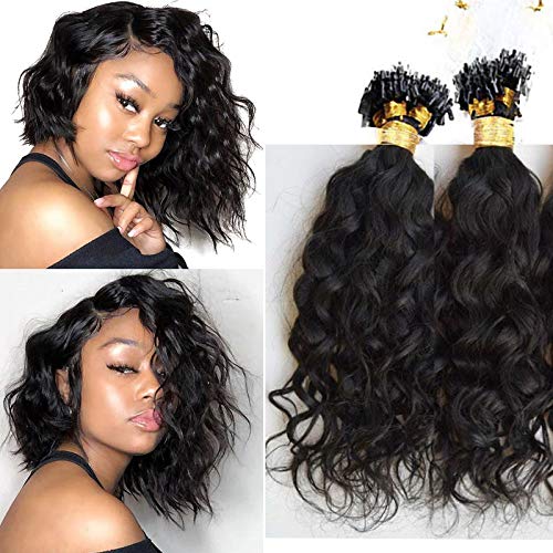 Short Loose Wave Micro Loop Ring Hair Malaysian Virgin Human Hair Micro Link Real Natural Human Hair Extensions Color Black Brown 100 strand (16inch, Natural color)