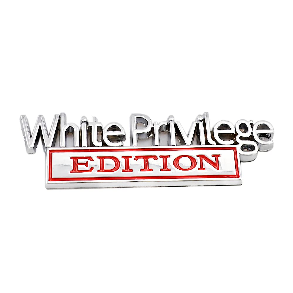 White Priviledge Edition Emblem Car Side Rear Front Hood Trunk Door Fender Bumper Metal Badge 3D Decal Sticker Fit for F-150 F250 F350 Silverdo 1500 2500 Sierra GMC Chevy Car Truck SUV (Silver Red)