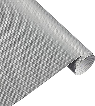 DEEPLITESilver Carbon Self Adhesive 3D Vinyl Carbon Fiber Textured Sheet Roll Car Wrapping Sticker Decal Film (2 x 4 Feet)