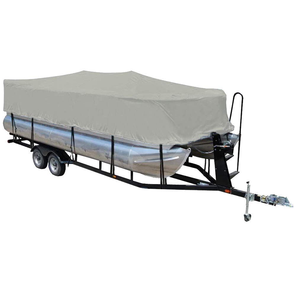 LEADALLWAY600D Pontoon Boat Cover Heavy Duty and Cover- PVC Coating Grey (21-24FT)