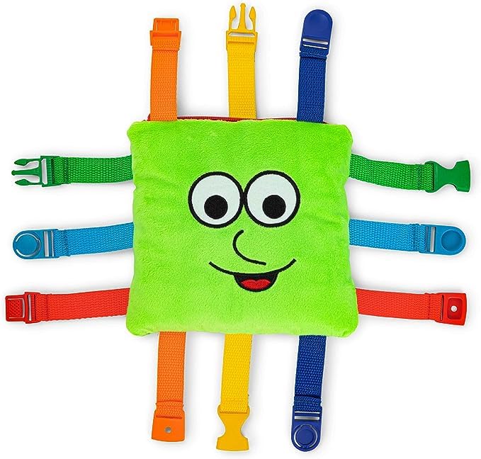 Buckle Toys, Buster Square, Learning Activity Toy, Develop Fine Motor Skills and Problem Solving, Toddler Travel Essential, Educational Classroom Must Have, Training Children To Learn About Colors