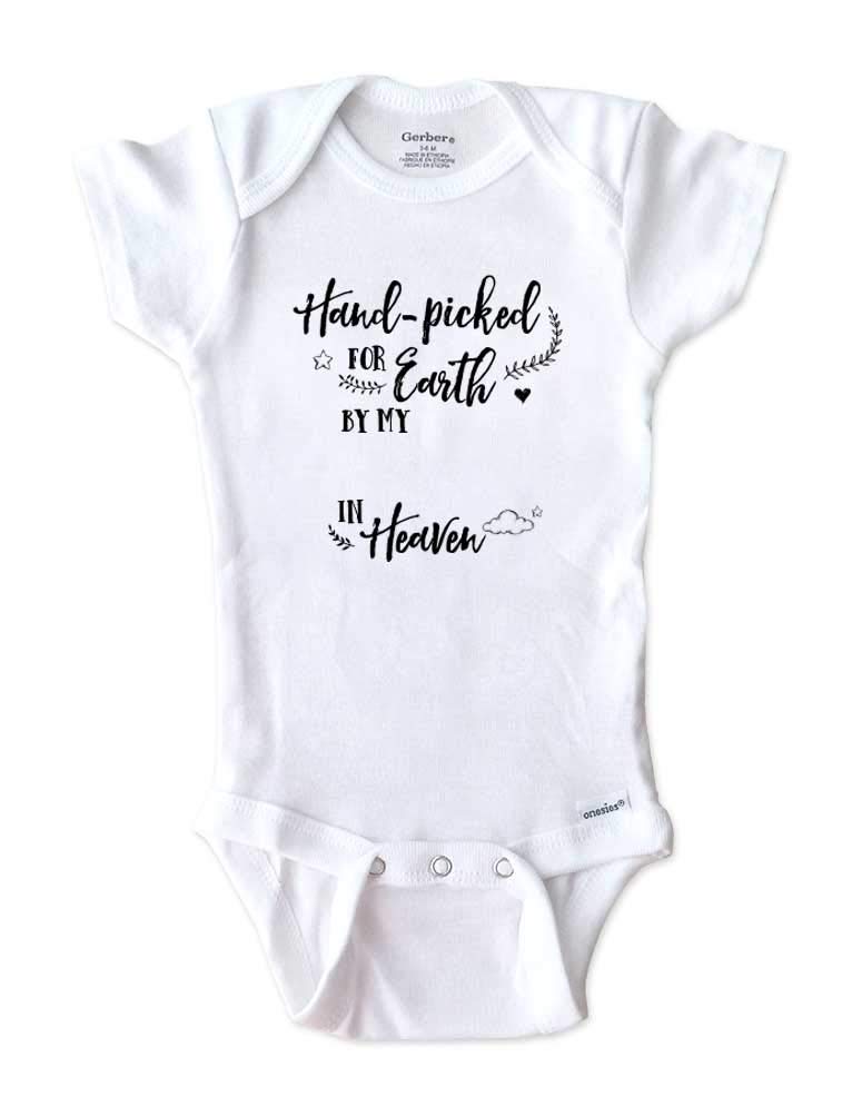 Memorial baby bodysuit pregnancy reveal Hand-picked for Earth by my Grandma in Heaven Grandpa Aunt Uncle