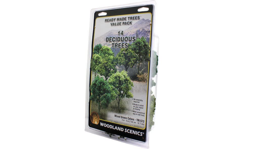 Woodland Scenics TR1572 Mix Green Decid Trees 3-5 (14) WOOU9572