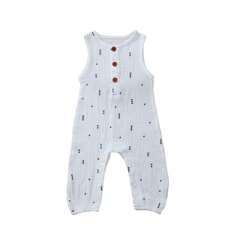 AYIYO Unisex Baby Girl Boy Clothes Summer Sleeveless Cotton Linen Printed Romper Jumpsuit Outfit