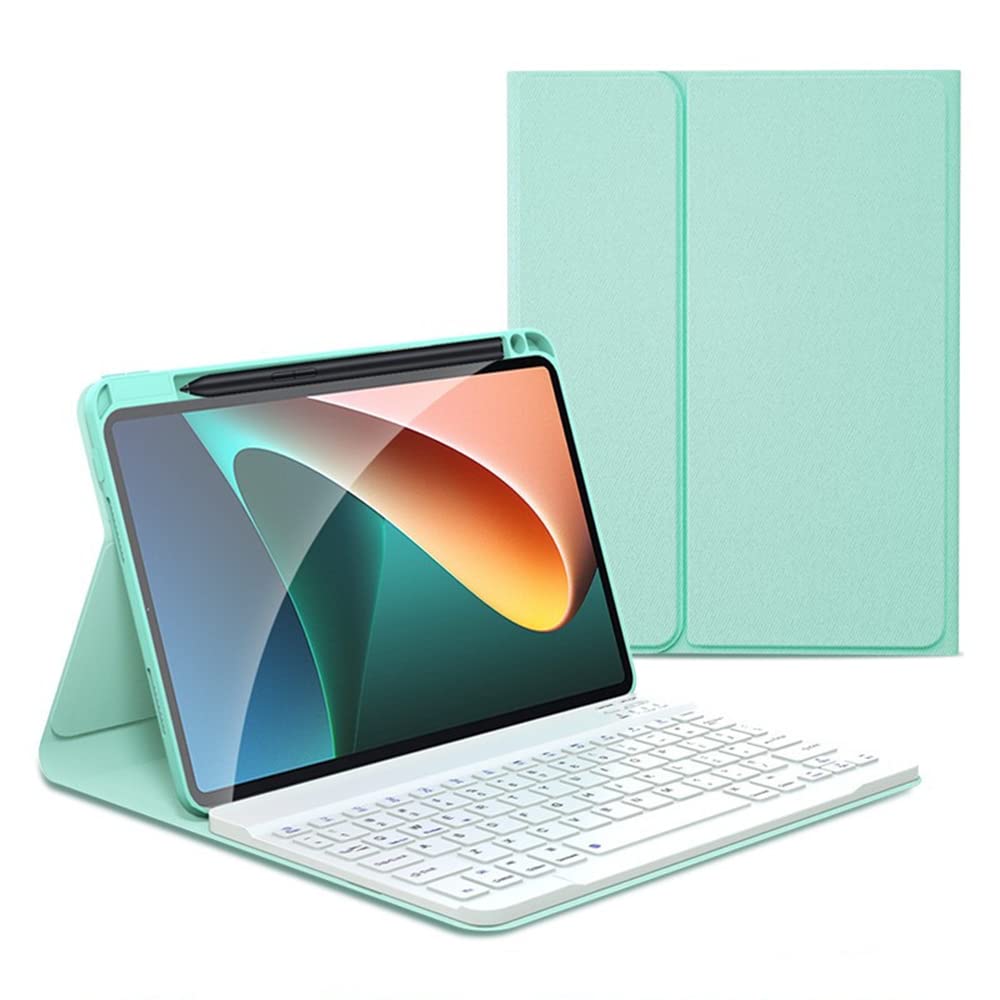 MKL for Mi pad 5/Mi pad 5 Pro Case with Keyboard, Slim Mi pad 5/Mi pad 5 Pro 11inch Keyboard Case with Pen Holder Bluetooth Keyboard Cover Case for Mi pad 5/Mi Pad 5 Pro 5G 11inch (Mint)