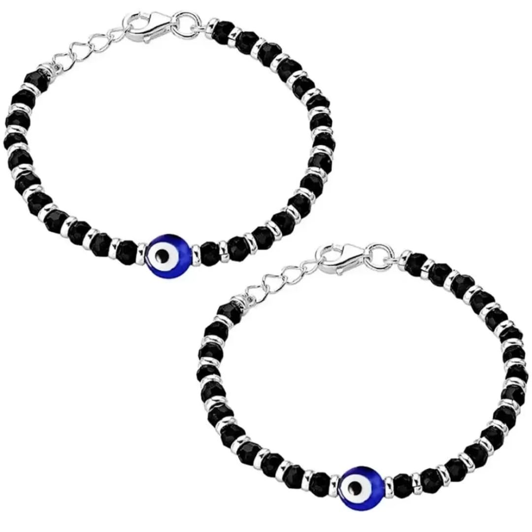 NIKYANKA Baby Evil Eye Nazariya bracelet With Black and Silver Crystal Beads For girls boys and womens