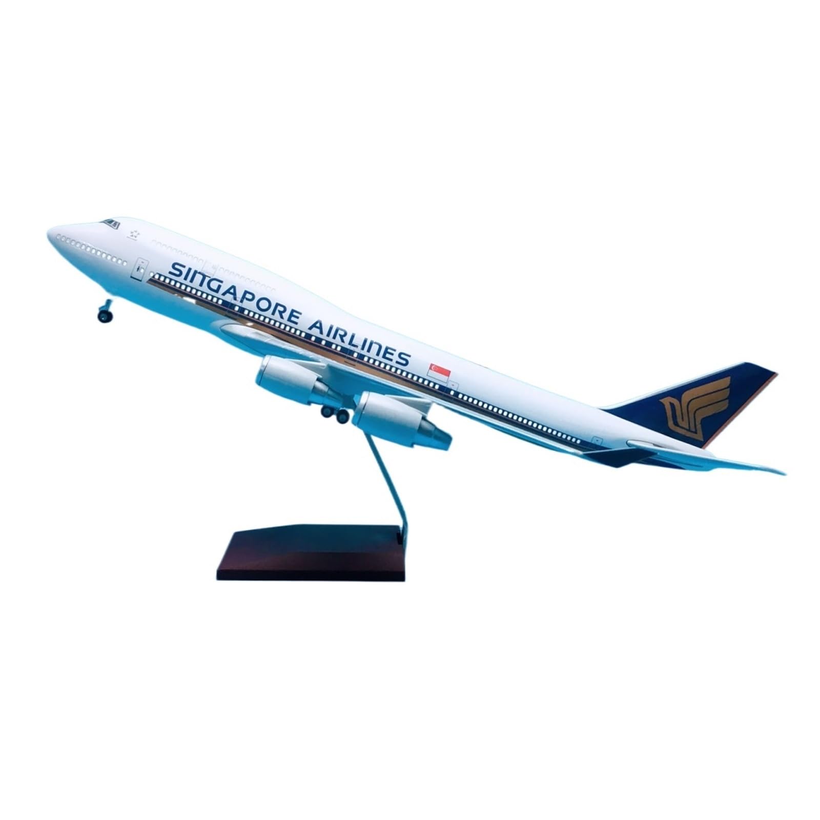 Scale Model Airplane 1:150 Aircraft with Wheels and LED Lights for Boeing B747-400 Singapore Airlines Aircraft Model 47cm Alloy Metal Model