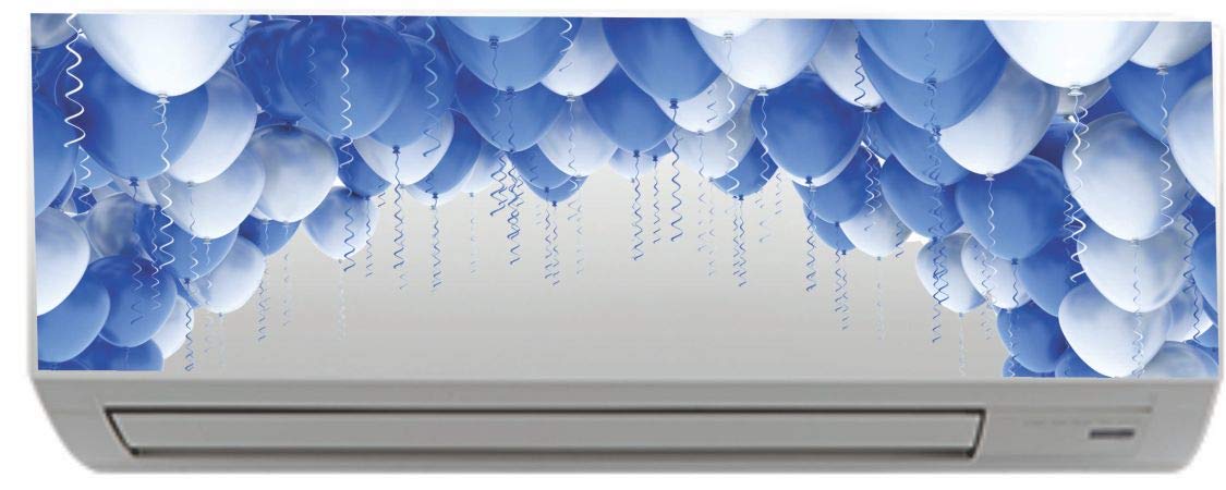 Meetcute™ White And Blue Balloon AC Sticker Wall Sticker, Split Ac Stickers, Wall Air Conditioner Sticker