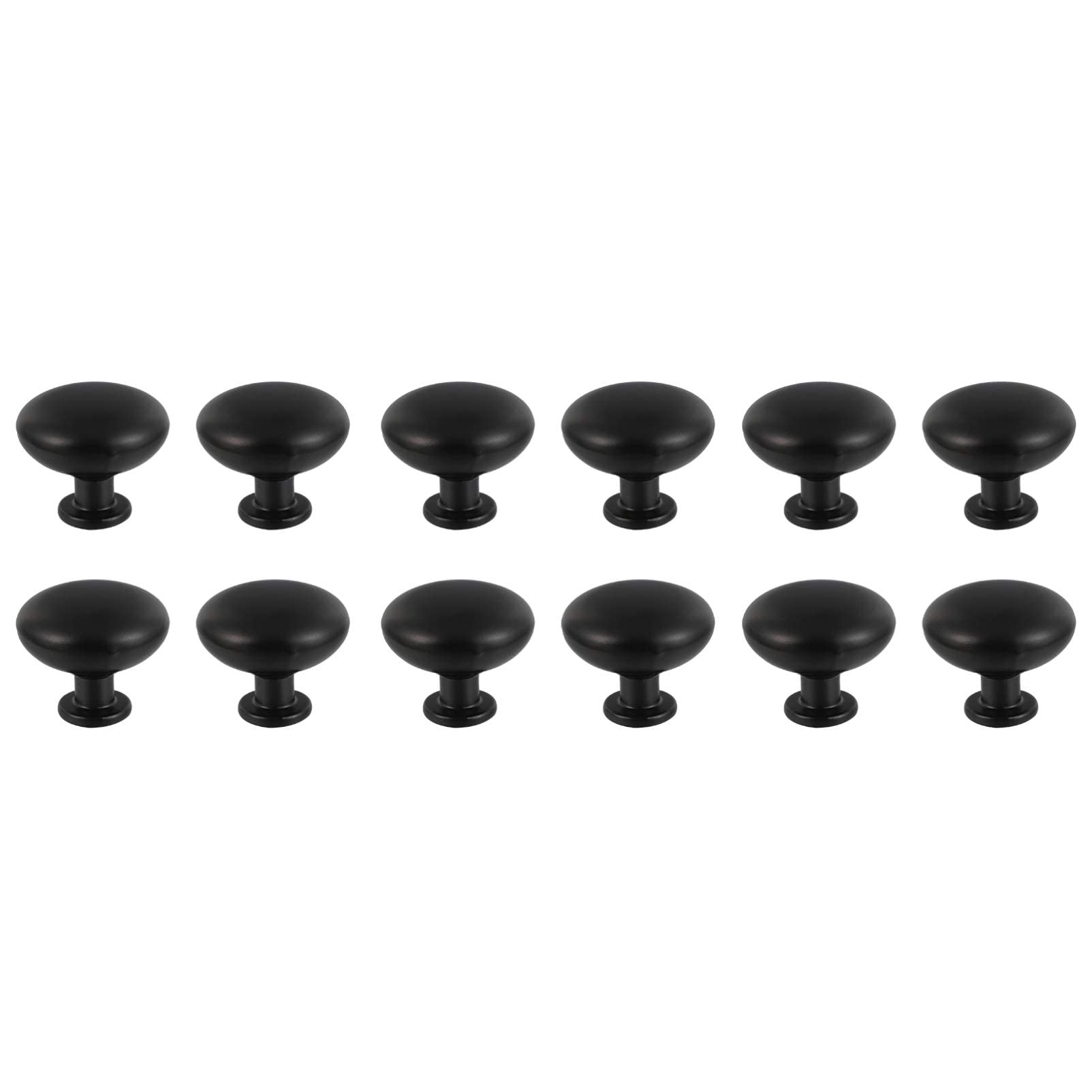 SYOSI 12pcs Round Mushroom Shape Black Cabinet Knobs Drawer Pulls for Home Office Kitchen Cupboard Dresser DIY