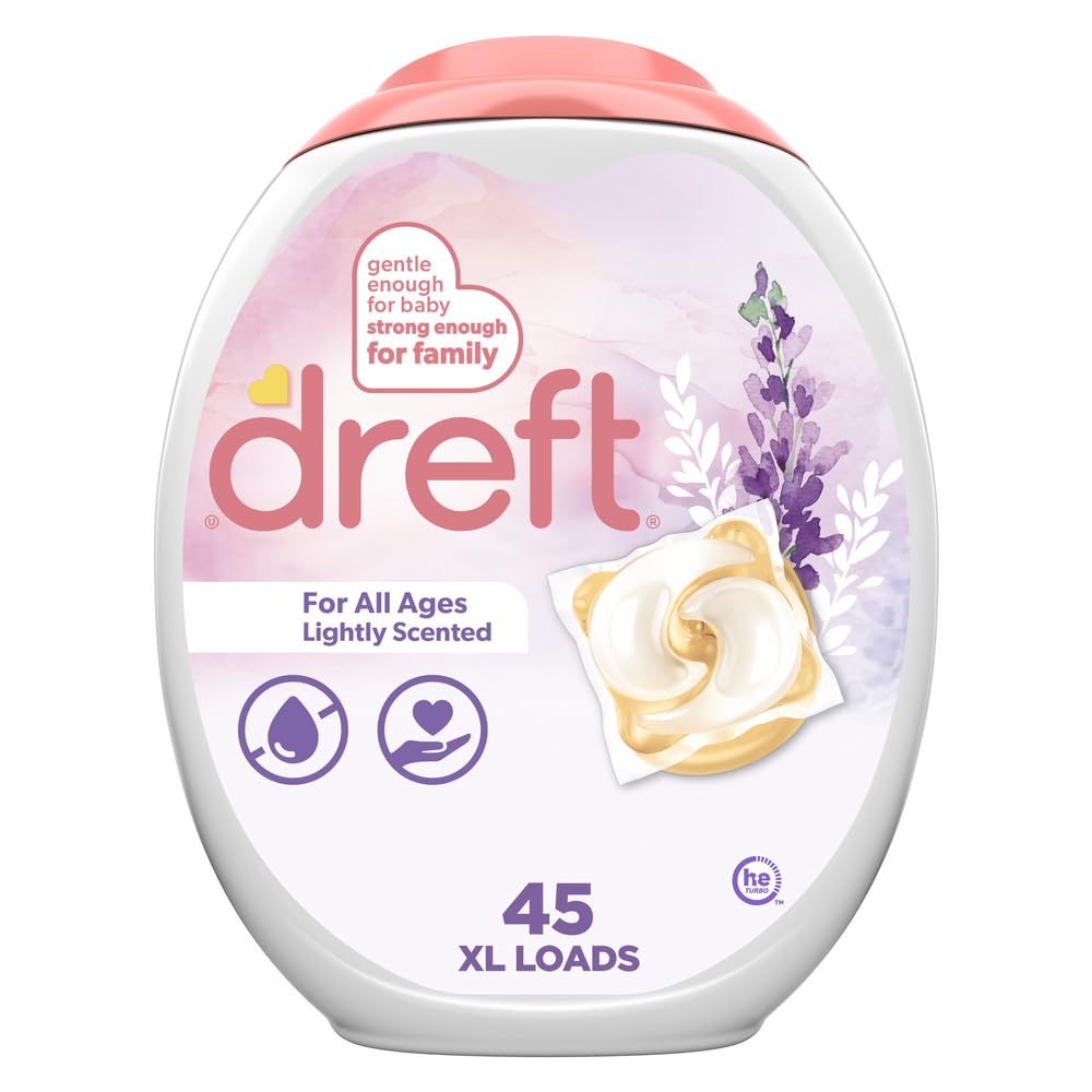 DreftLaundry Detergent XL Pacs, Light Scent, Lavender, 45 Count