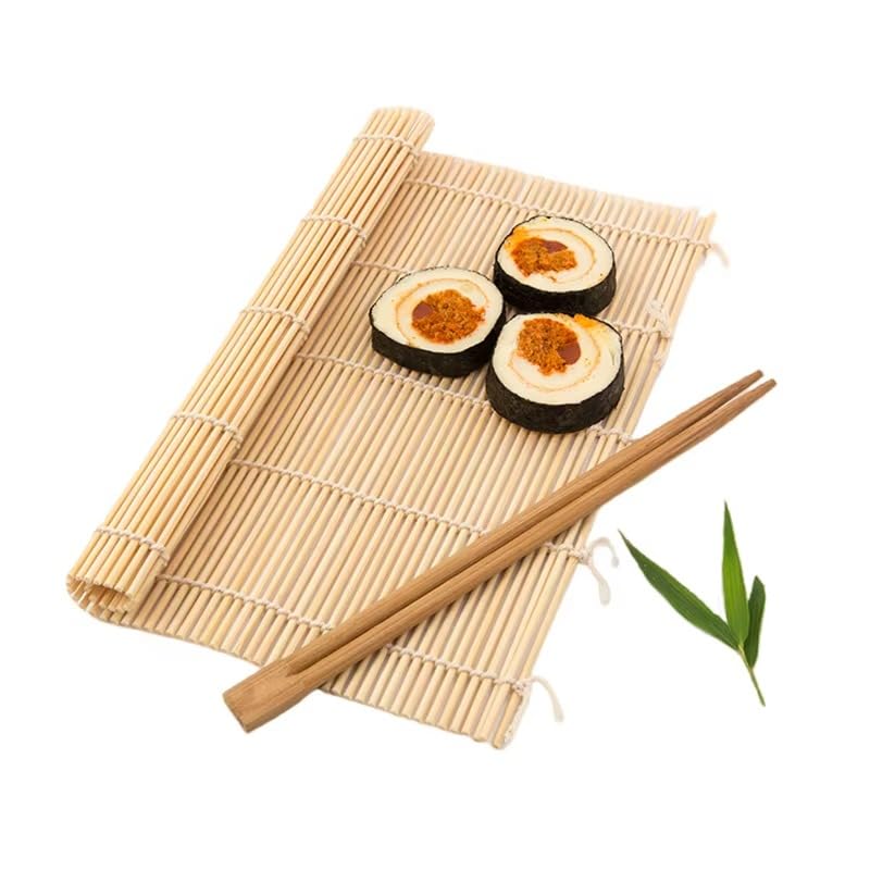 Perfect Pricee All Natural Bamboo Sushi Rolling Mat with (100% Authentic Sushi Rolling Mat - 9.5 Inch x 9 Inch | Make Sushi at Home) (Sushi Mat)