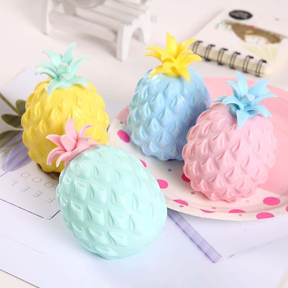 4 Pcs Pineapple Stress Ball, Toys Ball for Pressure Release Party Gifts (Random Color)