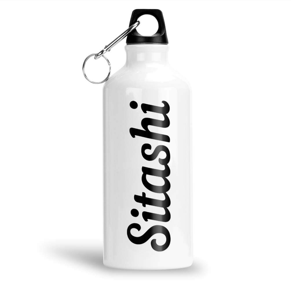 FurnishFantasy Aluminium White Sipper Bottle 600 ml - Best Gift for Happy Birthday, Return Gift, Name - Sitashi