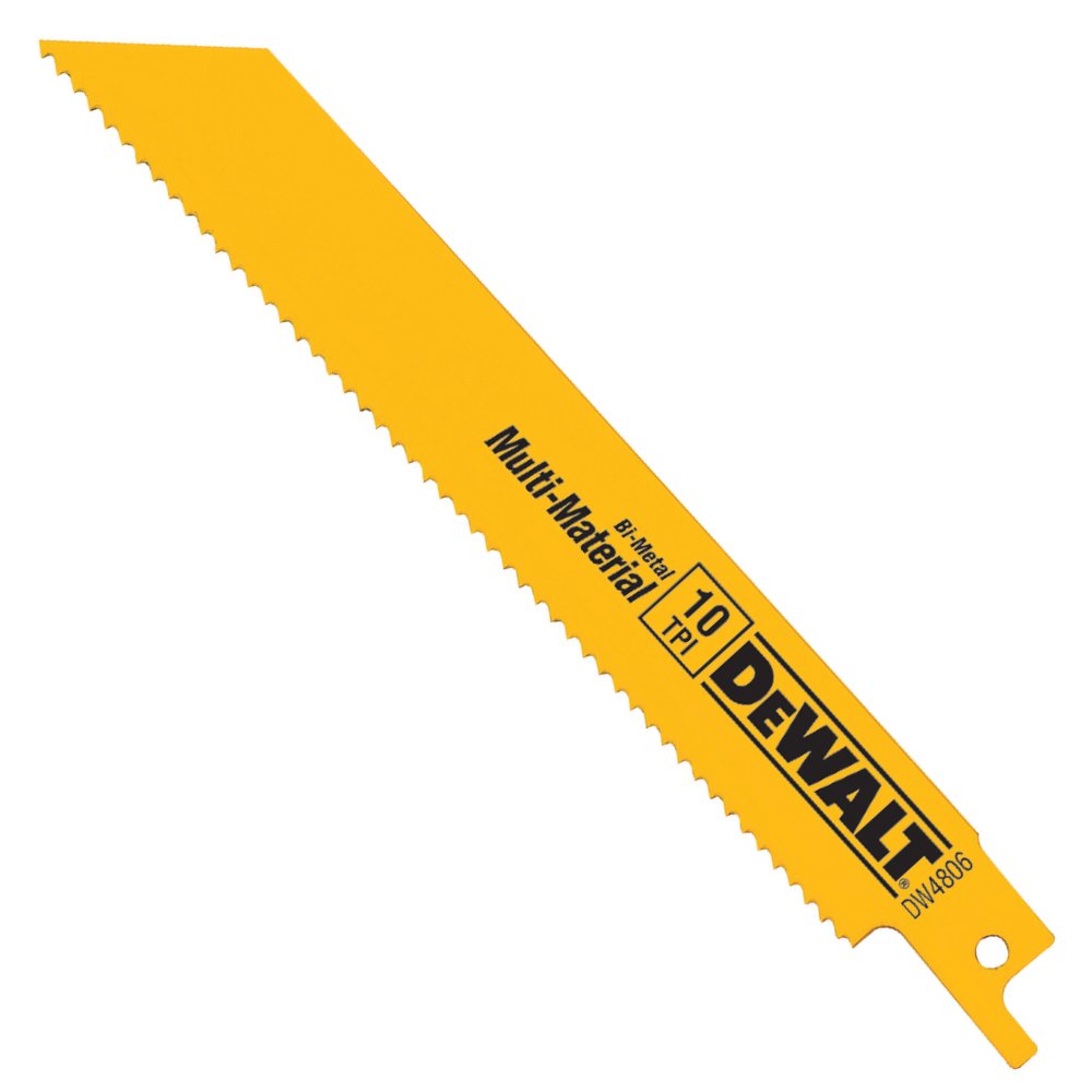 DEWALTReciprocating Saw Blades, Straight Back, 6-Inch, 10 TPI, 5-Pack (DW4806) , Yellow