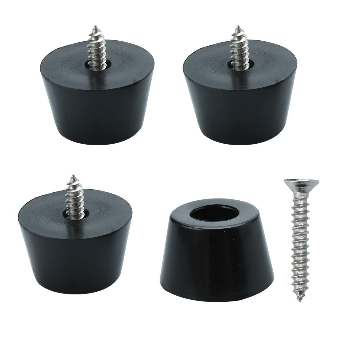 sourcing map 4pcs Rubber Feet Bumper Furniture Table Amplifier Speaker Cabinet Floor Protector Desk Printer Leg Pads with Screws, D24x20xH15mm