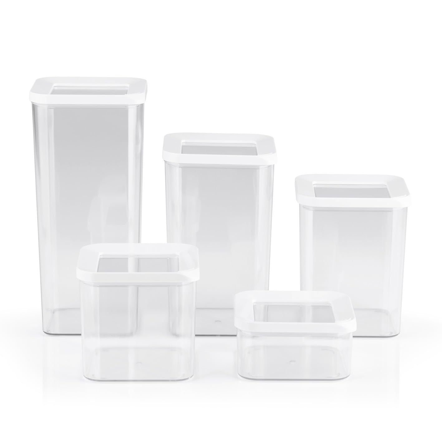 GourmetmaxxStorage Jars with Lids, Set of 10, Airtight & Stackable Storage Box, Storage Containers for Food Storage, Silicone-Compressed Kitchen Organiser [Transparent]