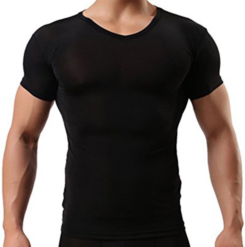 AWEIDS Men's Ice Silk Short Sleeve Gym Compression T-Shirt