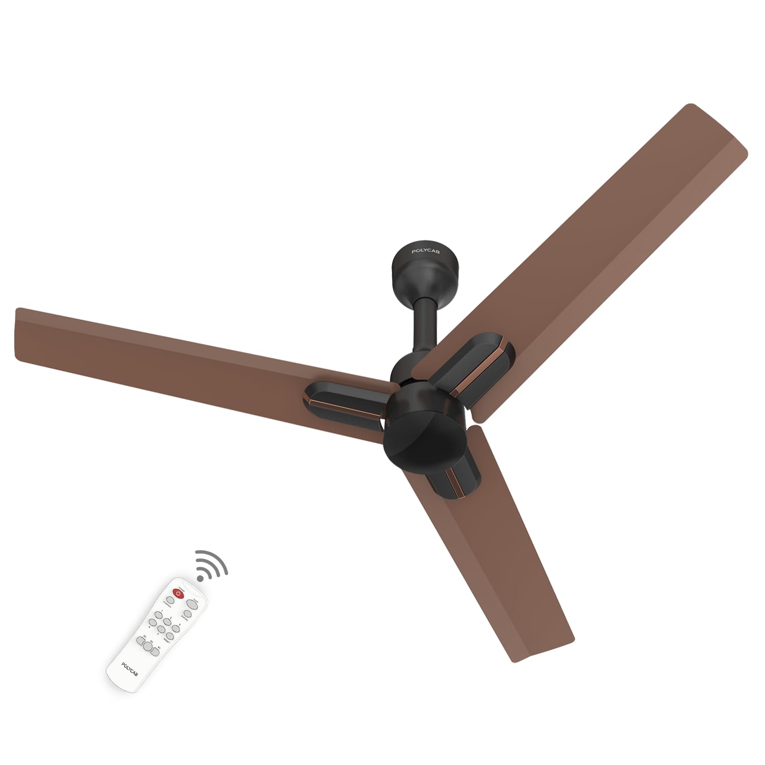 POLYCAB Wizzy Neo 1200mm 5-Star BLDC, Remote Ceiling fan for home | 100% Copper, High Air Delivery, 7 Speed Setting, Sleep Mode, Reverse Rotation, Free Installation | 3+1 Years Warranty 【Brown Copper】