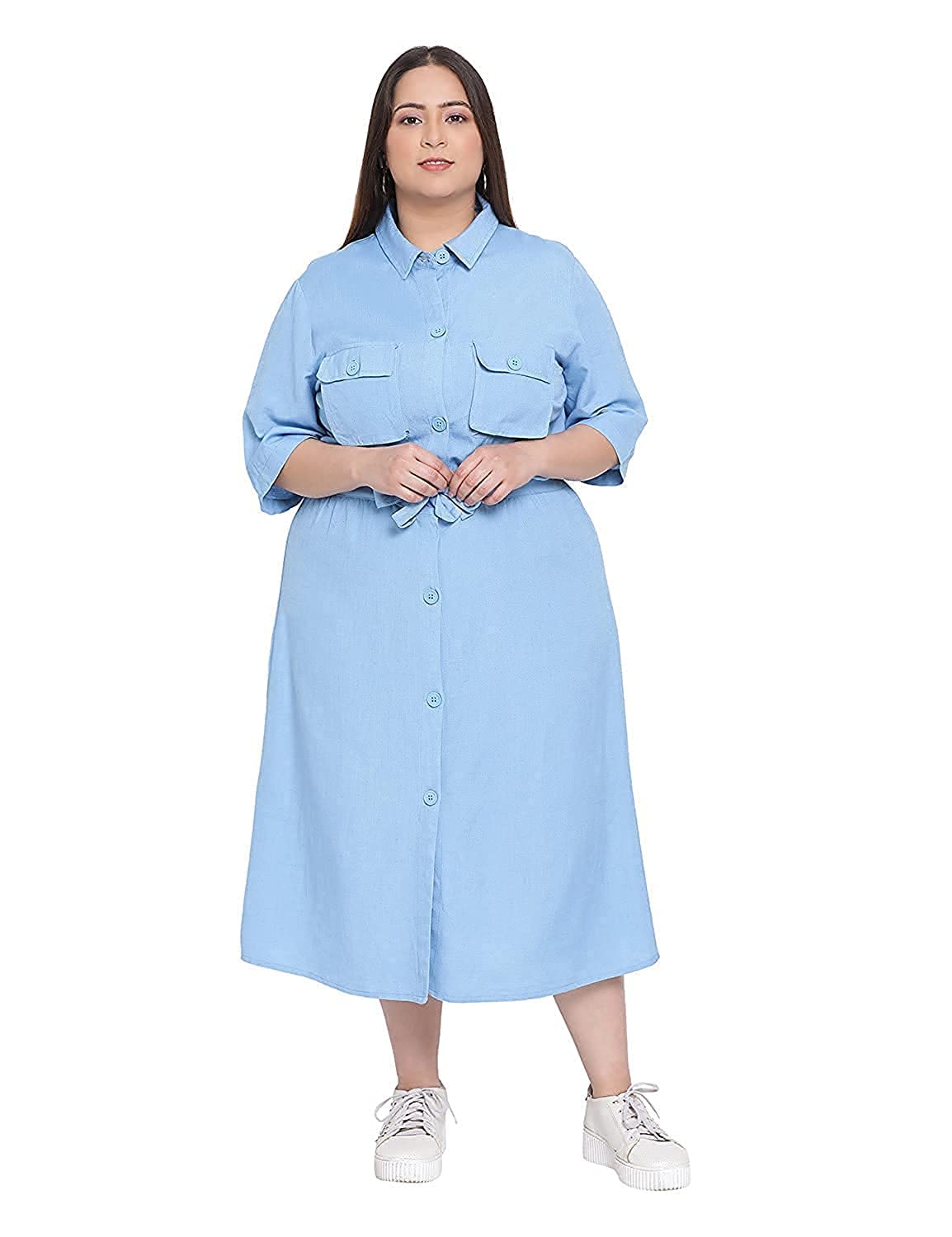 COTREL Plus Size Women Pure Cotton Casual, Office Dress