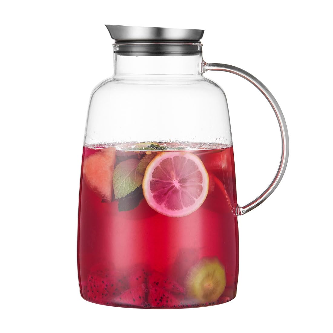 Purefold Pitcher with Lid, 105 Ounces Water Pitcher, Heat Resistant Leakproof, Borosilicate Glassware for Boiling Water, Iced Tea, Juice, Milk, Coffee, Lemonade, Hot and Cold Beverages