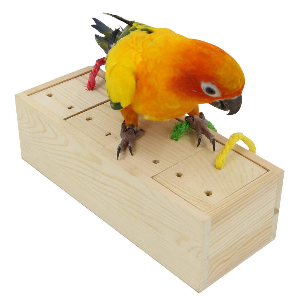 YINGGEYINGGE Wooden Bird Foraging Feeder Toys, Intelligence Toys for Medium and Large Parrots Sun Conures, Caique, Cockatoo, African Grey, Macaws, Amazon