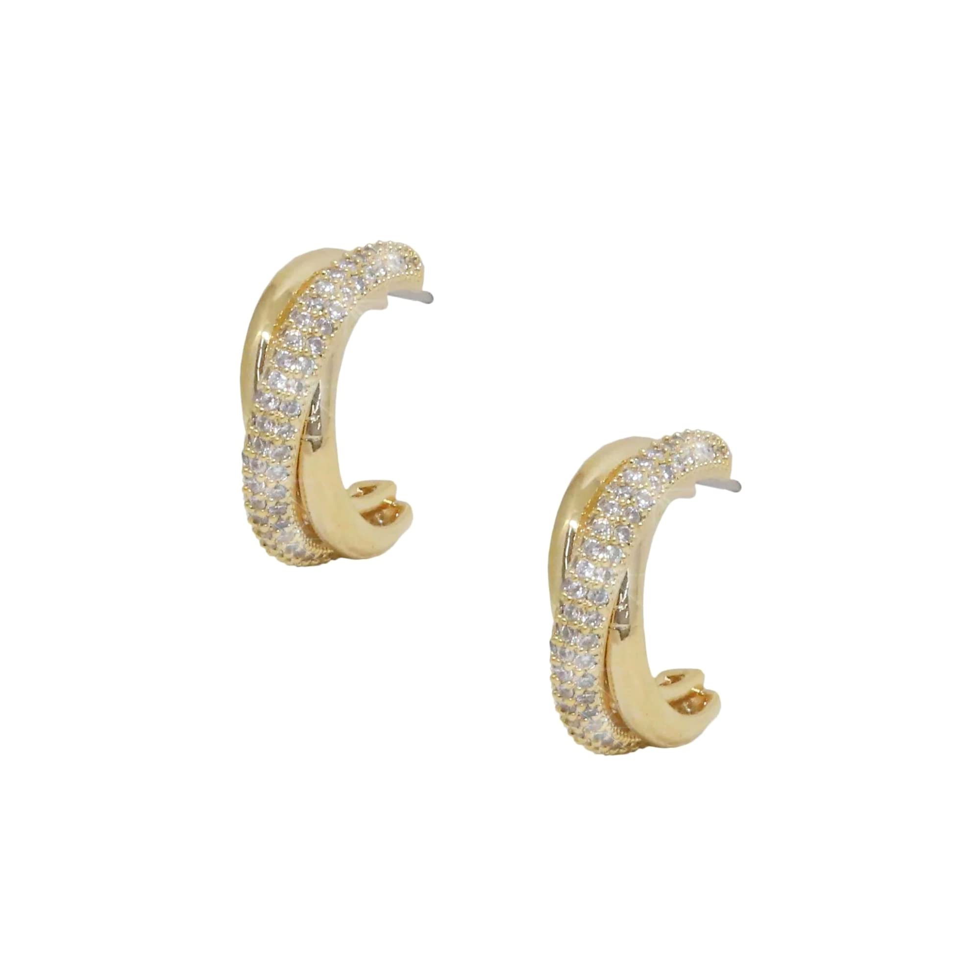 EttikaWomen's Crystal Intertwined Cuff Earrings, Gold, One Size, One Size, 18k Gold Plated