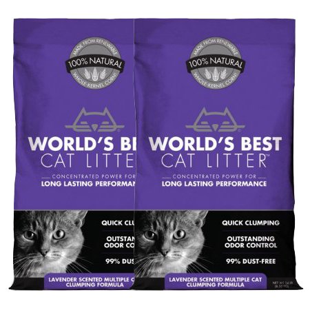 World's Best Cat Litter14 lbs Natural Lavender Scented Clumping Formula Multiple Cat Litter, 2 Pack