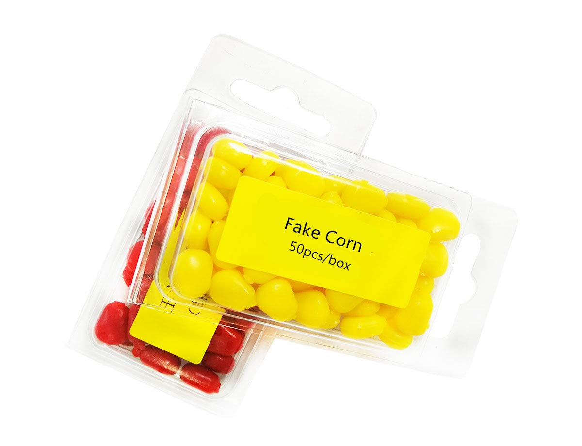 50PCS/Box Simulation Fake Corn Soft Baits Carp Fishing Lures Floating Baits with Nice Scent,Yellow