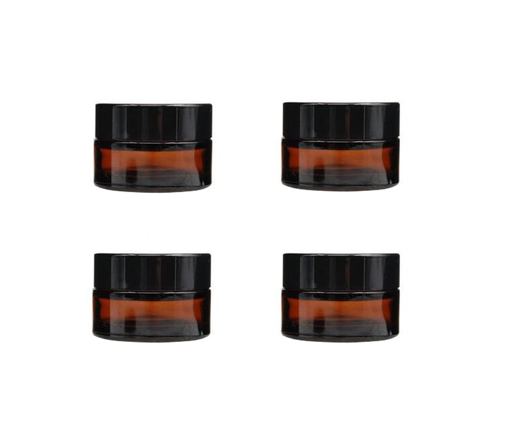 Elandy 20G: 4PCS Brown Glass Face Cream Bottles With Screw Cap And Liner- Cosmetic Makeup Lotion Storage Container Jar Pot (20G)