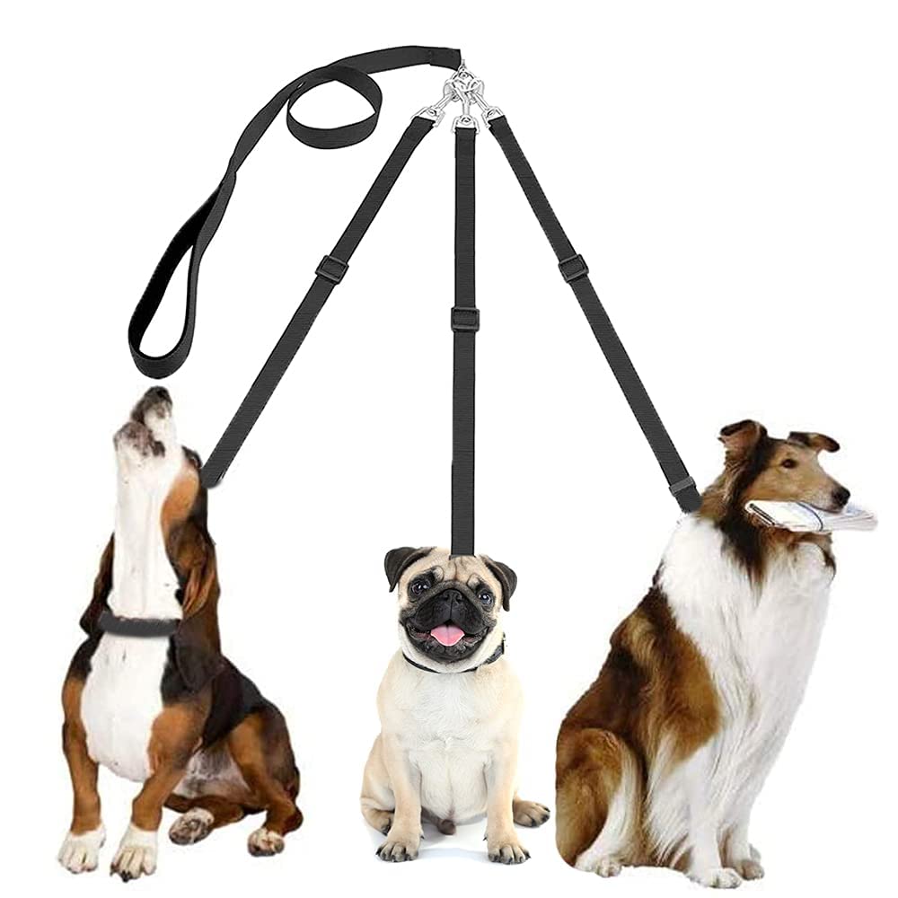 NALACAL 3 in 1 Dog Leashes, with Adjustable Detachable Coupler, Durable Strong Nylon Long Line Dog Leads, Anti-Pull Dog Leash, for Three Dogs Pet Walking Hiking