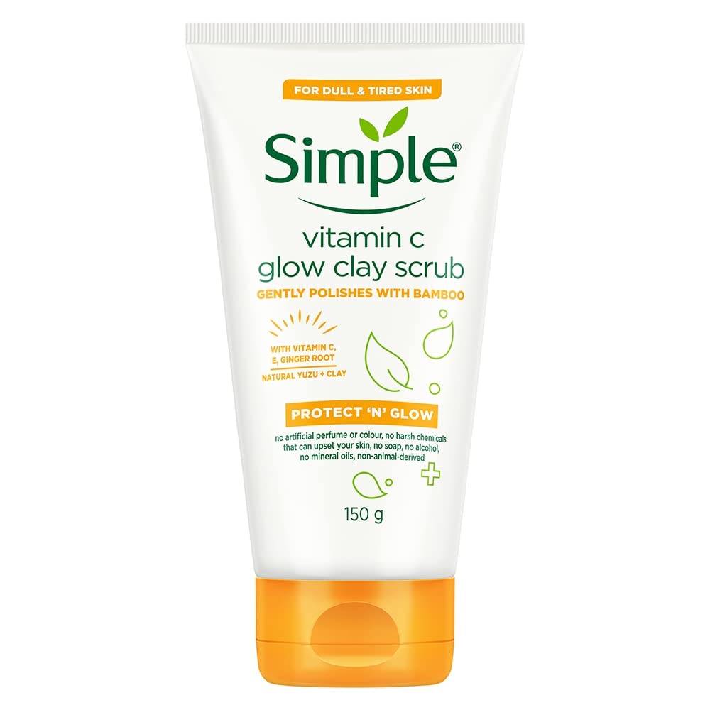 simpleProtect N Glow Vitamin C Glow Clay Scrub 150ml | Gently Exfoliates for Smooth & Radiant Skin | For Dull & Tired Skin