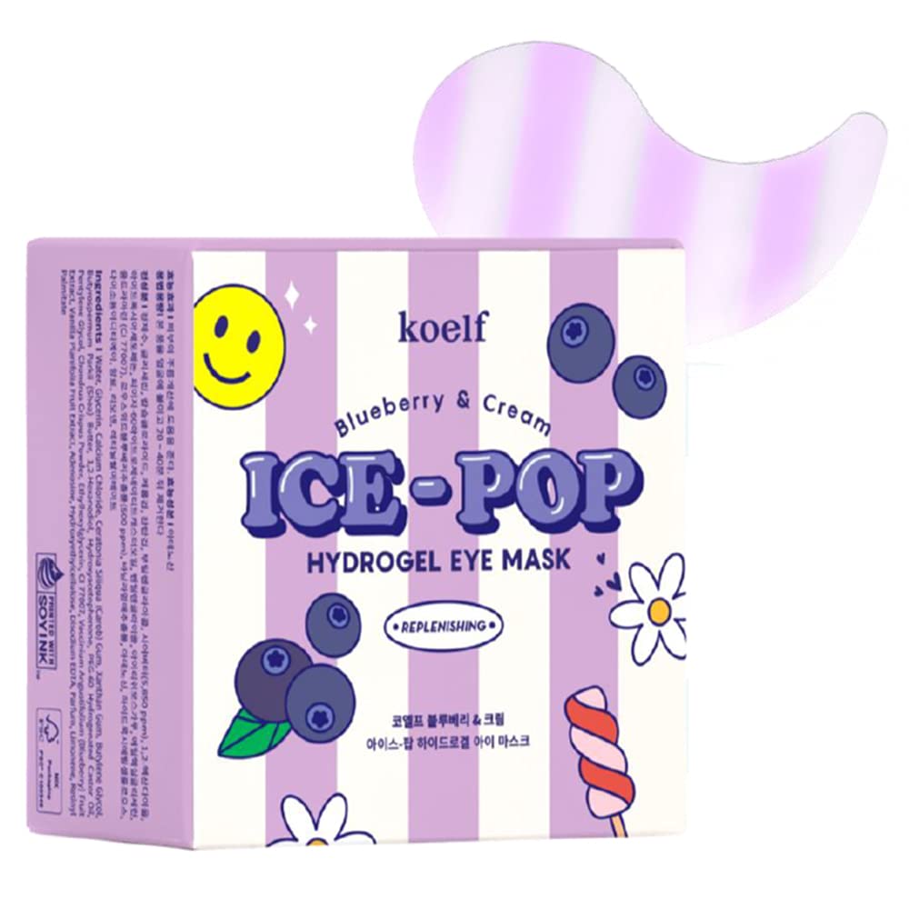 Koelf Ice Pop Hydrogel Eye Mask 60 pieces / 30 pairs (Blueberry & Cream - Replenishing)