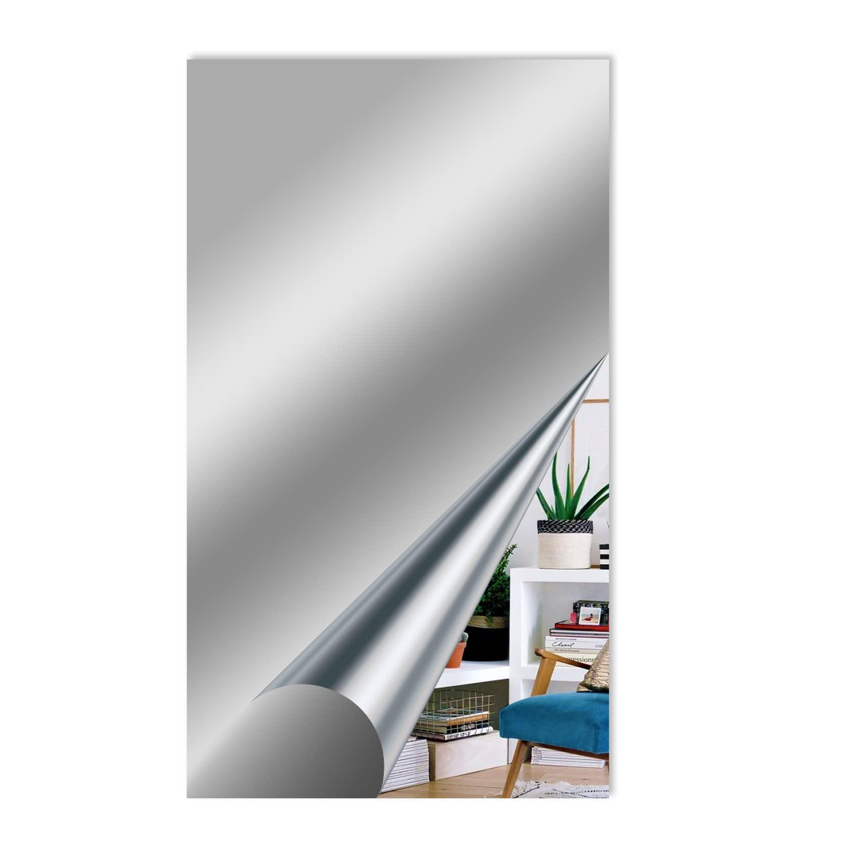 NANAOUS Flexible Mirror Sheets Self Adhesive Frameless Mirror Tiles Non Glass Plastic Mirror Stickers for Home Bedroom Living Room Bathroom Decor (23.6*15.7in)