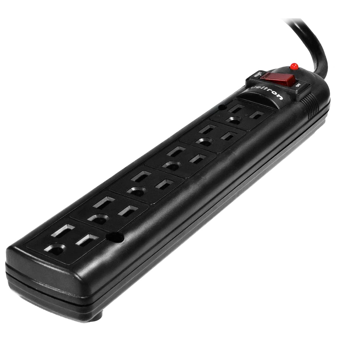 WELTRON6 Outlet Surge Protector Power Strip 25 FT. Black (WSP-600PLF-25BK)