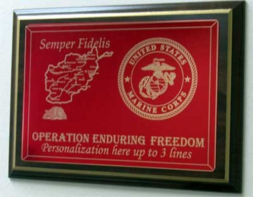 All American Gifts Operation Enduring Freedom Engraved Plaque - 8"x10" - w/map of Afghanistan & Military Emblem - Includes 3 Lines of Personalized Text (Army Emblem)