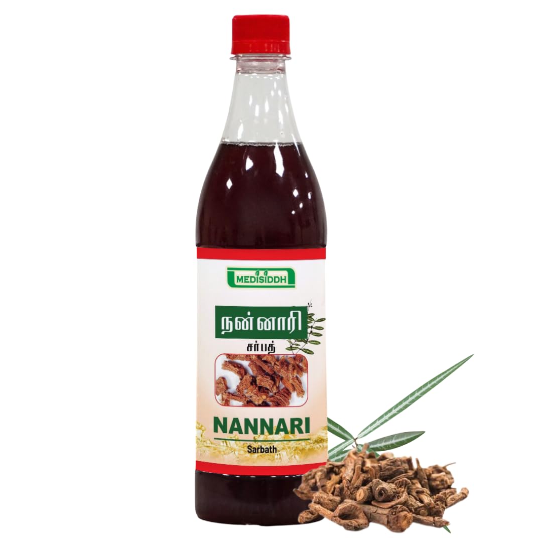 Nannari Sharbat 690 Ml Sarasaparilla Sarbath Sarasaparilla Sharbath Naruneendi Anantamool Sugandhi, 1 Count