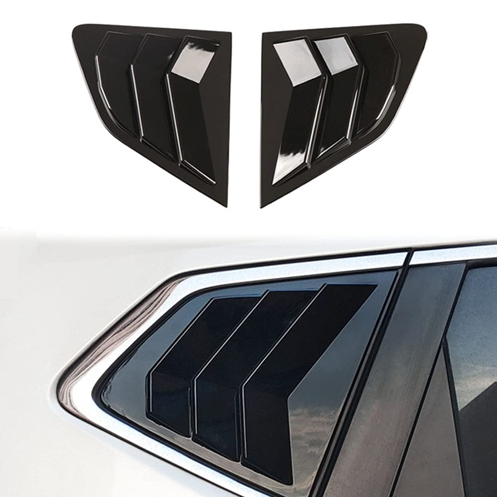 BOYOUS2pcs ABS Racing Style Rear Side Window Louvers Air Vent Scoop Shades Cover Blinds Exterior Decoration Accessories Compatible with Nissan Rogue 2014-2020, Not Fit Rouge Sport(Bright Black)