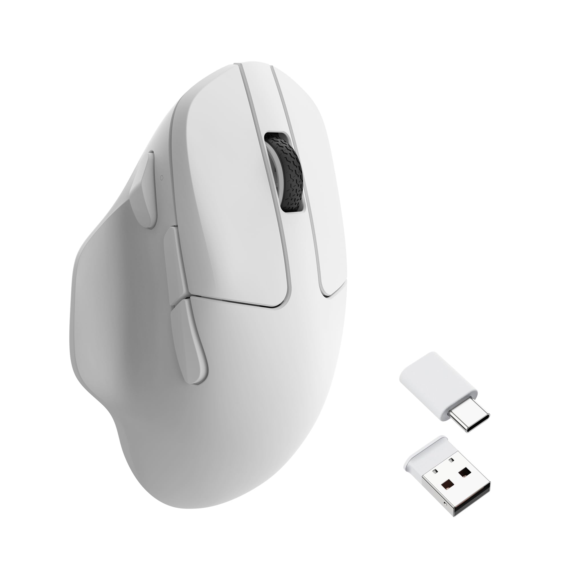 KeychronM7 Wireless Computer Mouse, 26K DPI Optical Computer Mouse, 2.4 GHz/Bluetooth/Wired with Macro Button 63g Lightweight Ergonomic, Up to 70 Hours Worktime for Laptop macOS/Windows - White