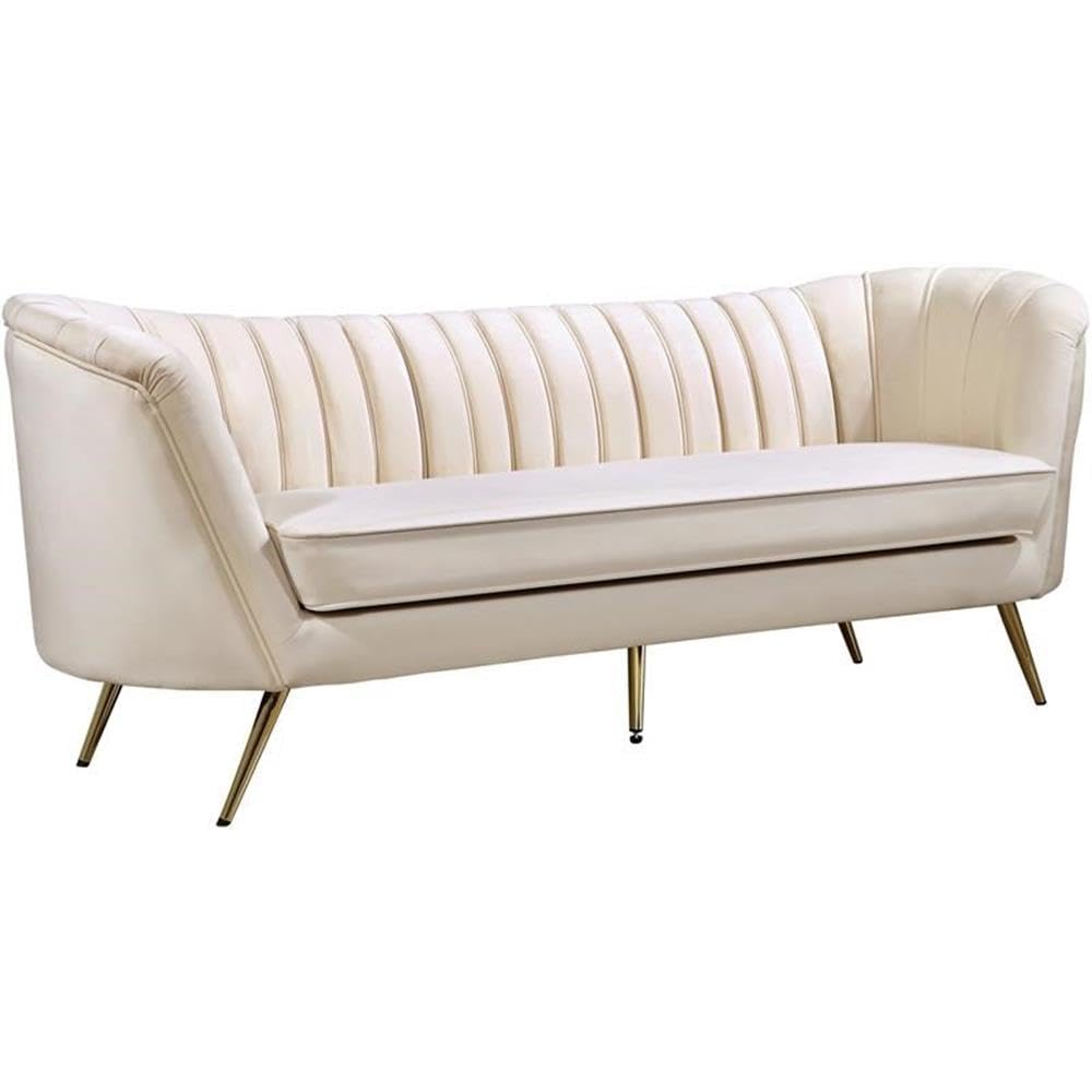 Pemberly RowModern/Contemporary Cream White Finish Velvet Sofa