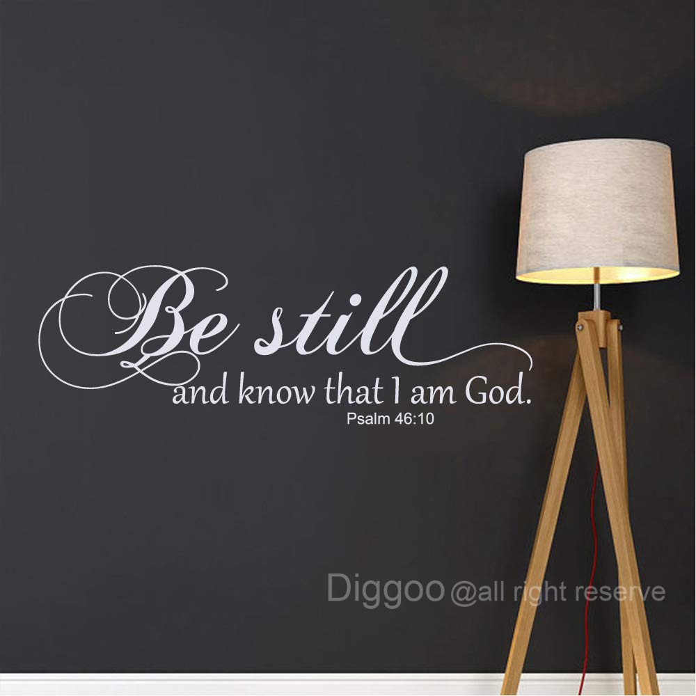 Be Still and Know That I am God Psalm 46:10 Wall Decal Scripture Wall Decal Bible Verse Quote Religious Wall Decor for Living Room (White,5.5" h x 16" w)