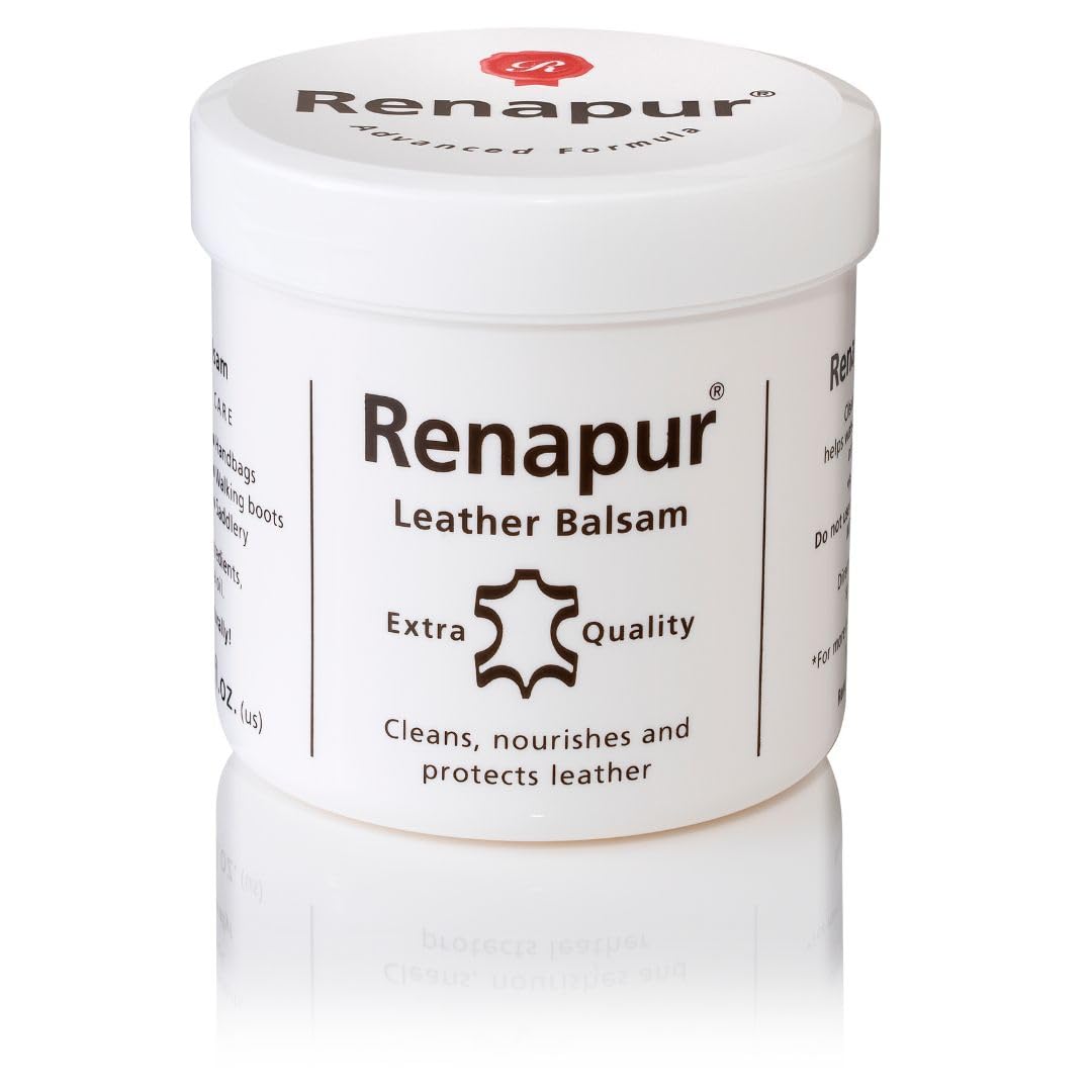 RenapurRenapur Leather Balsam, Natural Balm, Conditioner and Restorer (200 ml + Applicator Sponge) — Protector for Leather Sofas, Furniture, Shoes, Bags, Car Seats, Saddlery & Tack (Original)