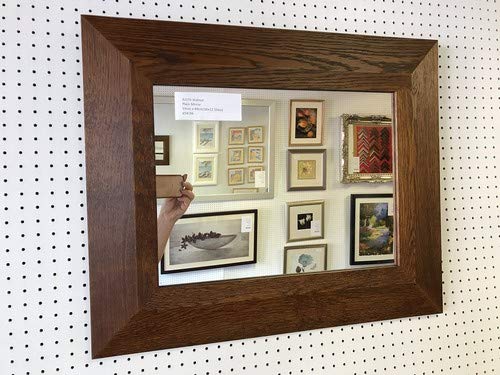 NEW 95mm SHAPED WALNUT STAINED SOLID OAK WALL AND OVERMANTLE MIRRORS - VARIOUS Plain Mirror Glass, 31" x 31" (79cm x 79cm)