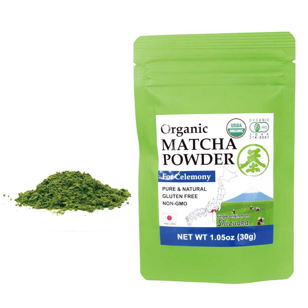 100% Organic MATCHA POWDER 1.05oz(30g) Organic Shizuoka Matcha For Celemony One Origin from Shizuoka Made in JAPAN