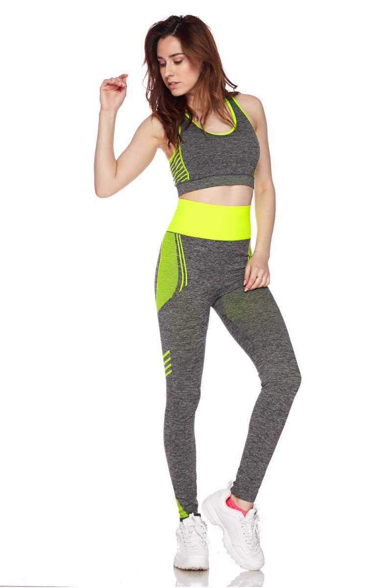 Women's Crop Top & Workout Leggings Ombre Activewear Yoga and Gym Set Includes Free Motivational Bracelet!