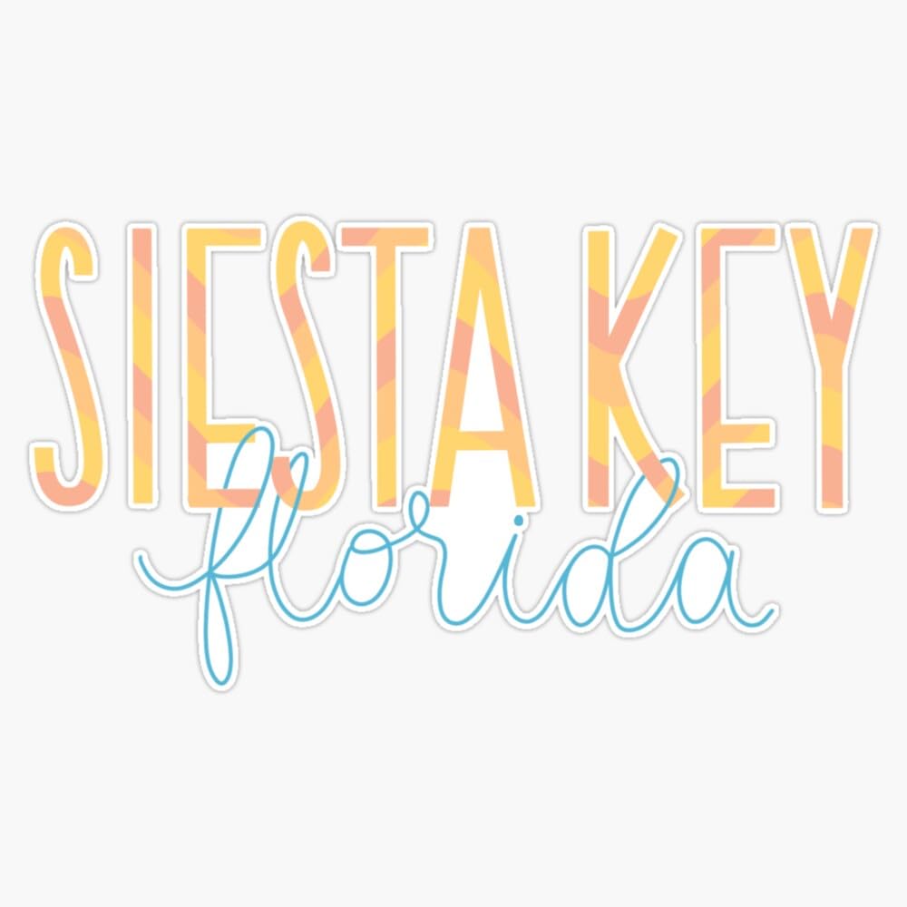 Pastel Rainbow Siesta Key Florida Vinyl Sticker Waterproof Decal Laptop Wall Window Bumper Sticker 5"