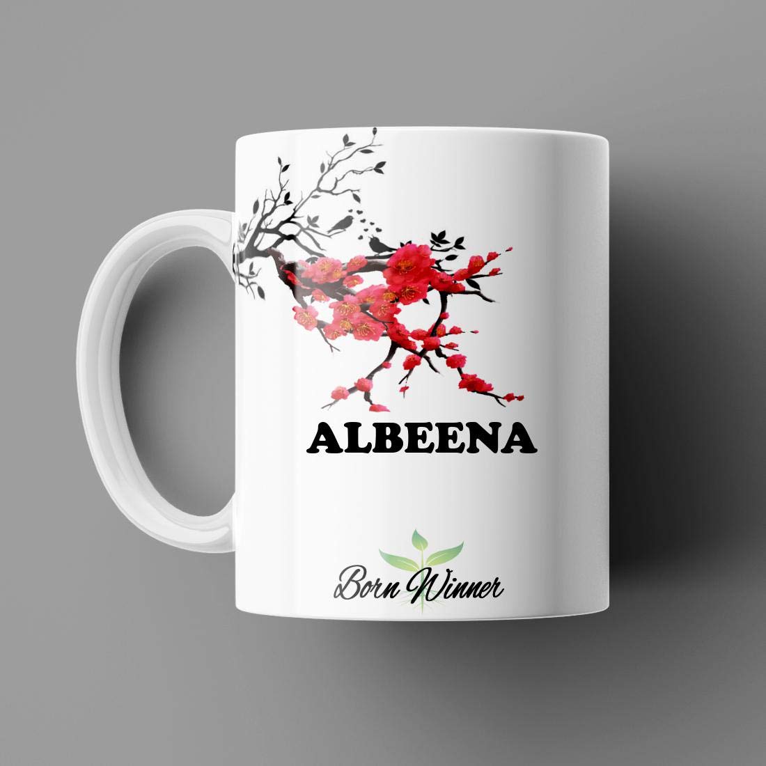 Name Printed Albeena Name Mug for Coffee White Ceramic Mug (350) ml